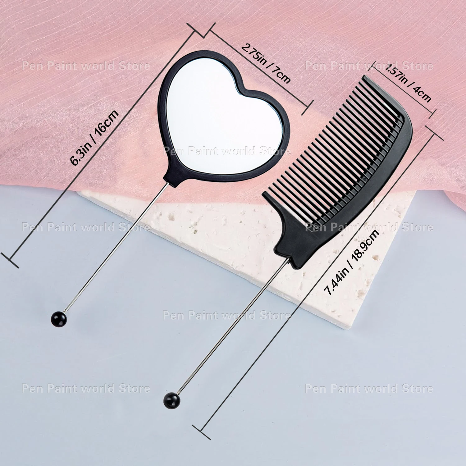 20Sets New DIY Bead Handle Cosmetic Mirror - Small Single-Sided Handheld Mirror for Girls, Women (Bookmark Use)