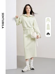 SENTUBILA Sweatshirt Skirt Two Piece Sets Women Outfits 2024 Spring Pullover Cropped Tops Woman New in Matching Sets 141Z53457