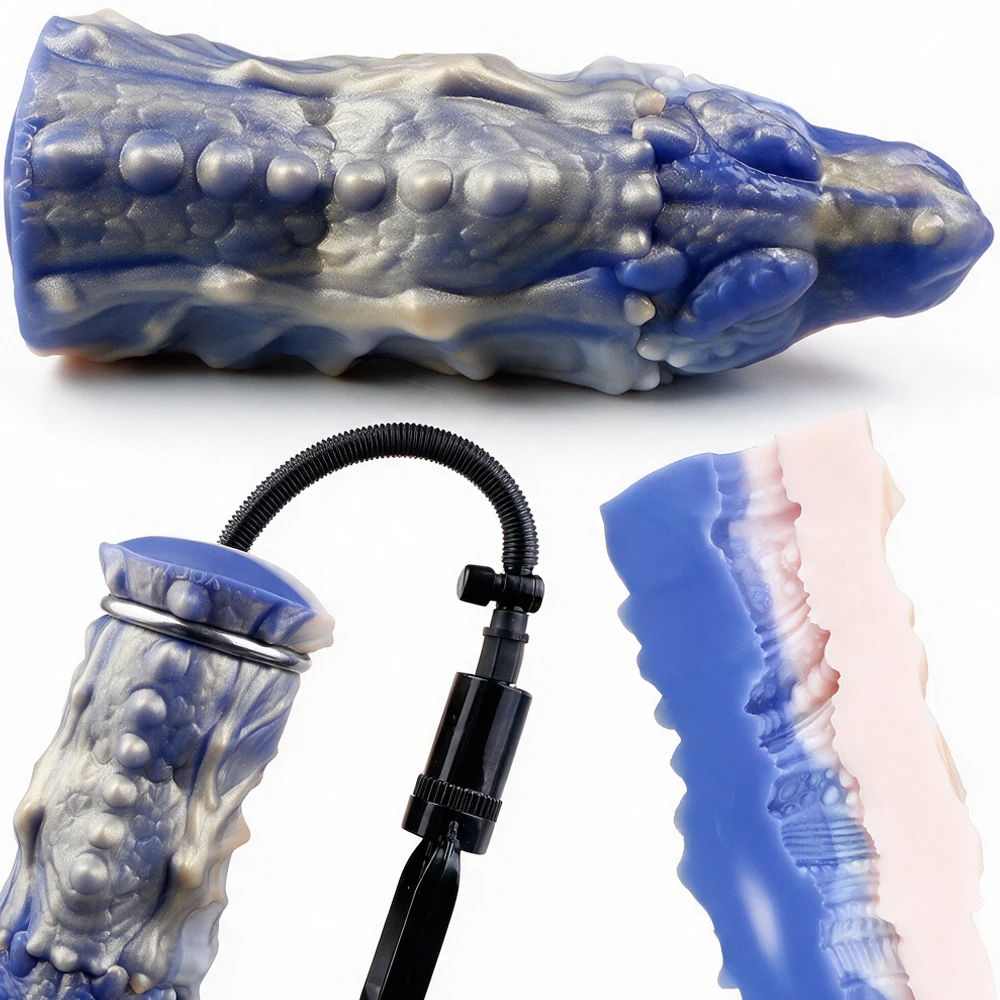 YOCY Air Pump Suction Device Masturbation Cup Realistic Crocodile Mouth Oral Sex Toy Liquid Silicone Male Stroker 18+ Sexy Shop