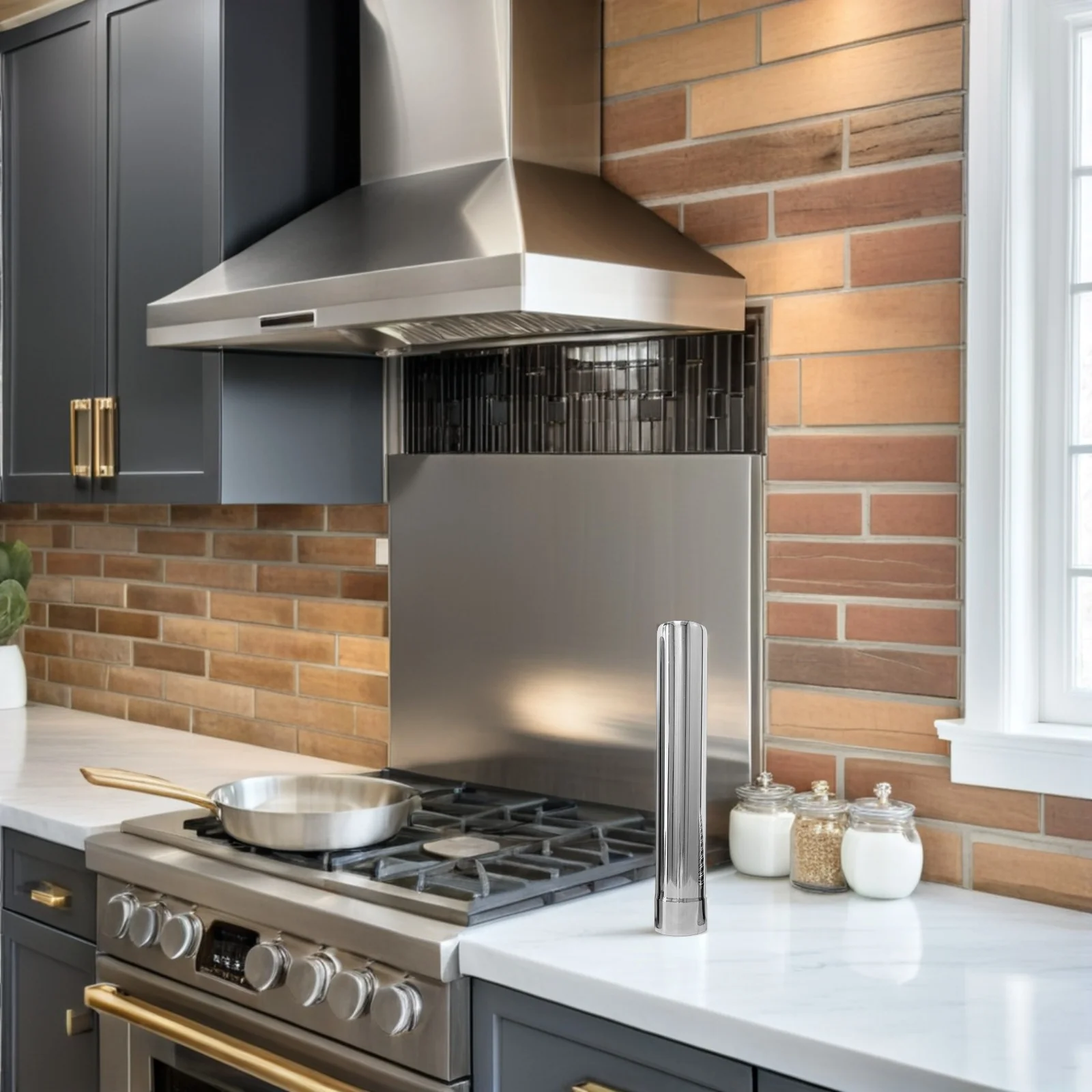 

4Pcs Stainless Steel Chimney Pipe 2.36 Inch Diameter Straight Flue Tube Extension Connector for Boiler Outdoor Stove Vent System