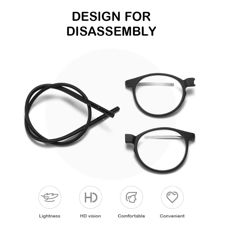 2024 Portable Magnetic Reading Glasses TR90 Reading Glasses Anti-Blue Light Portable Ultra-light Computer Spectacles Round-Frame