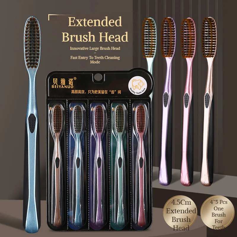 

Высокоэффективная зубная щетка семейного размера с мягкой щетиной для чистки, расширенная головка, инновационная чистка зубов из ниток для ленивых зубов.