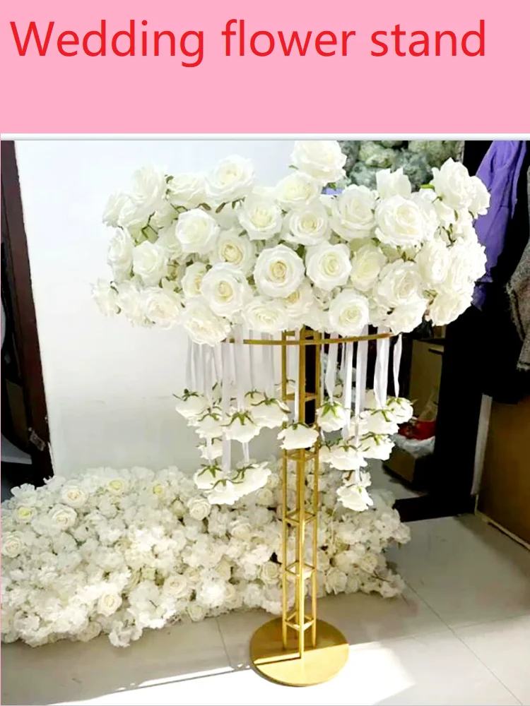 6 Stück Großhandel Hochzeitsbühnen-Blumenständer aus galvanisiertem Gold, 100 cm, Hochzeitsdekorationen, dekorative Ornamente, Wegführung. – Detail 2