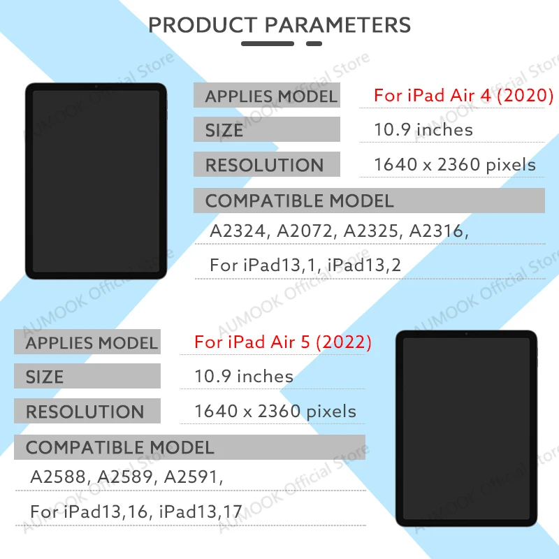 Ekran dotykowy LCD do iPada Air 4 2020 Air 5 2022 A2324 A2588 Zespół ekranu dotykowego do iPada Air 4. i 5. generacji Części — zdjęcie produktu 2