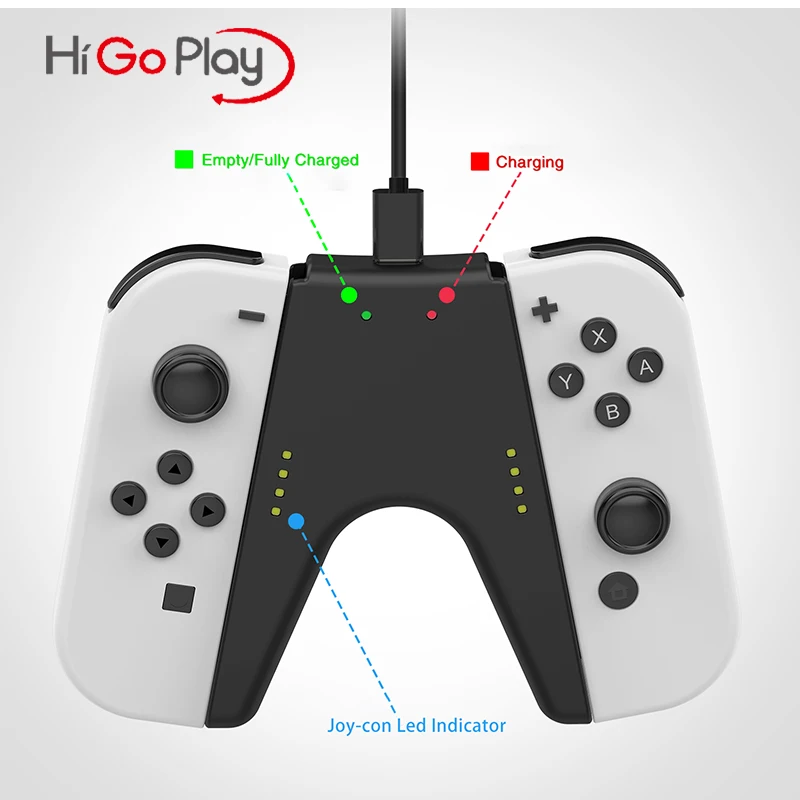 HIGOPLAY 2 in 1 V Shaped Charging Grip with Type-C Port USB Charger  For Nintendo Switch Oled Joycon Controller Game Grip Bracke