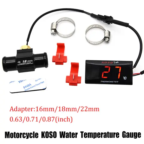 Automobile Temperature Voltage 2-in-1 Digital Temperature Sensor Table 1/8NPT Round Car Truck Water Temp Gauge 12V/24V 10 best sales temp gauge car - №7