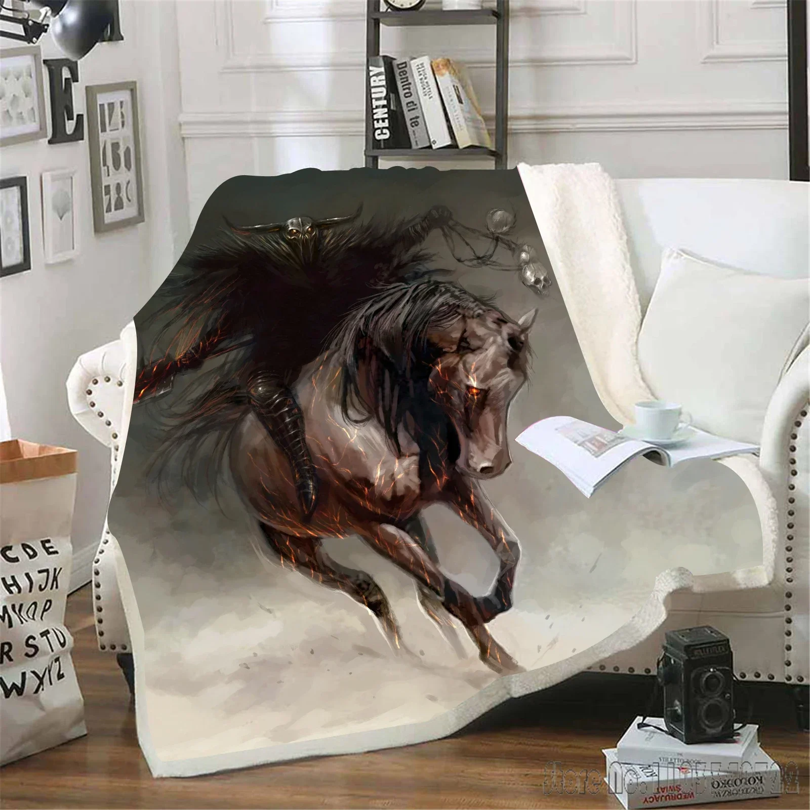 Cartoon Undead Horse Blankets Fluffy Soft Skin-Friendly Children Nap Blanket Cute Printed Luxury Fashion Flannel Throws