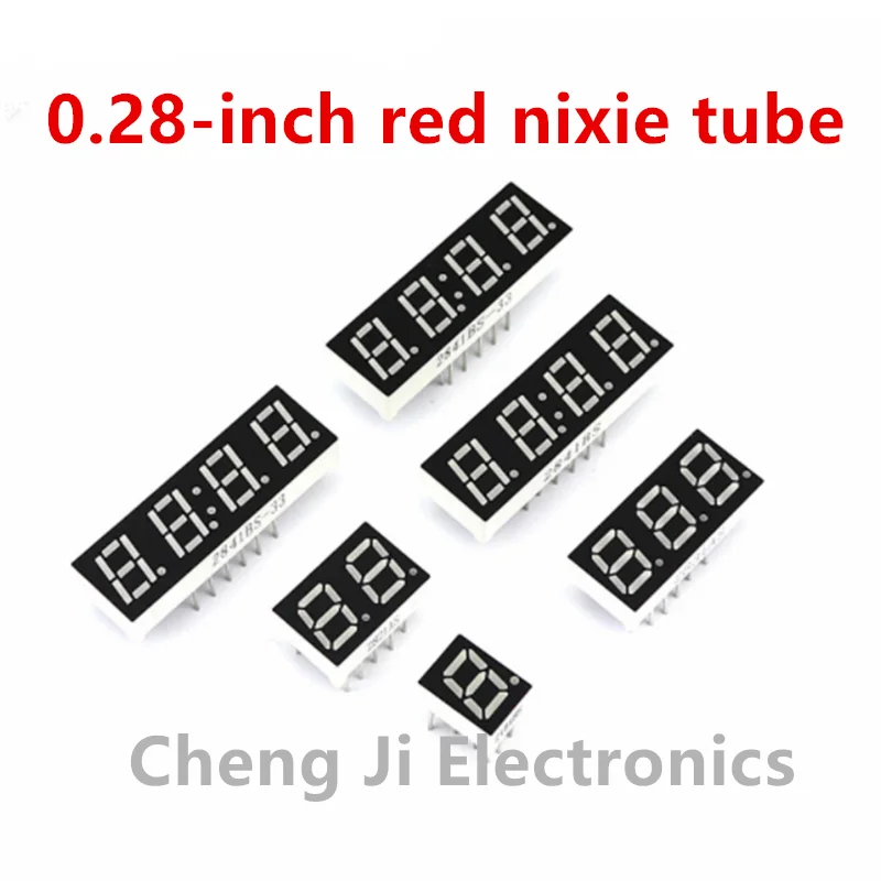 Tubo digital común negativo/común positivo rojo resaltado, pantalla digital, reloj de tubo, 0,28 pulgadas, 1/2/3/4 dígitos, 5 uds./lote
