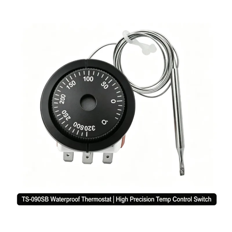 TS-090SB Waterproof Mechanical Thermostat, High Precision Capillary Temperature Controller for Kitchen Heating Equipment