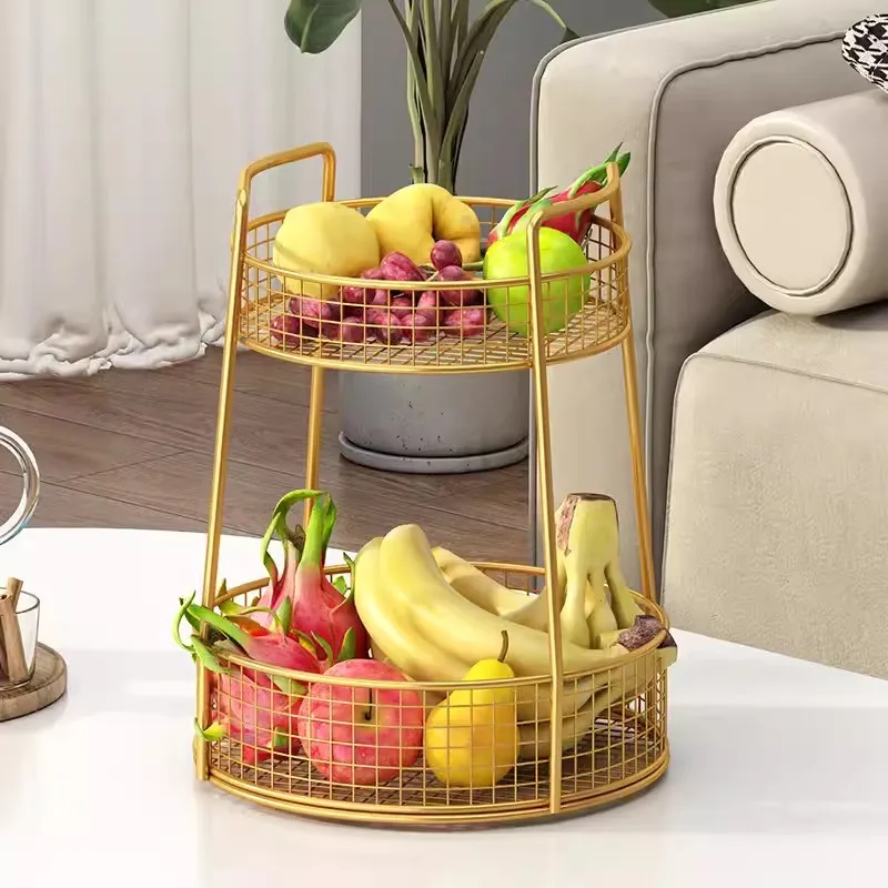 Living Room Desktop Home Fruit Tray, Fruit Basket, High-End Snack Candy Tray, Multi-Layer Metal Storage Shelf