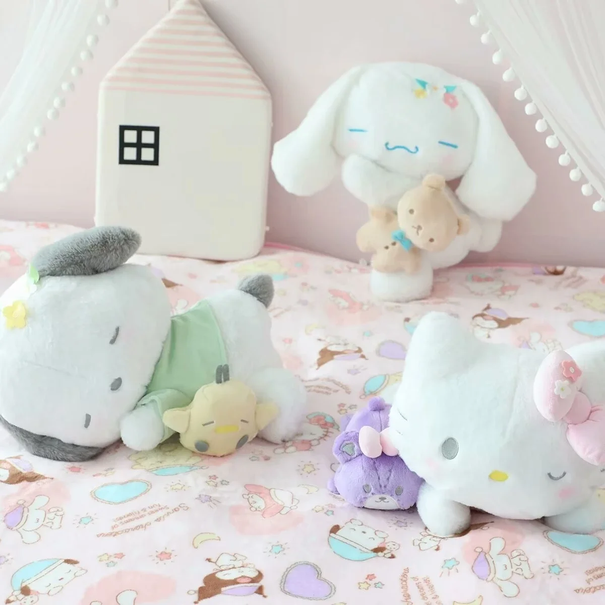 

Милая спящая плюшевая игрушка Hello Kitty Pochacco Cinnamoroll, милые плюшевые аниме, кавайная мягкая приятная кукла, рождественские подарки для девочек