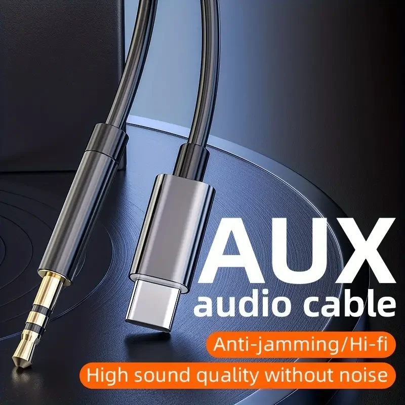 USB Type C To 3.5mm Head Jack Audio Aux Splitter Cable Car Speaker Headphone Headset Adapter For Android Samsung Xiaomi iphone15