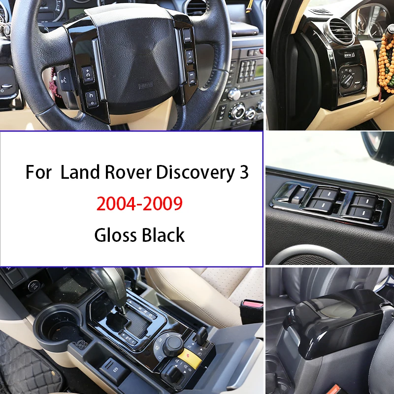 ABS Black Car Stickers Gear Shift Panel Cover Interior Trim For Land Rover Discovery 3 LR3 2004-2009 Car Accessories