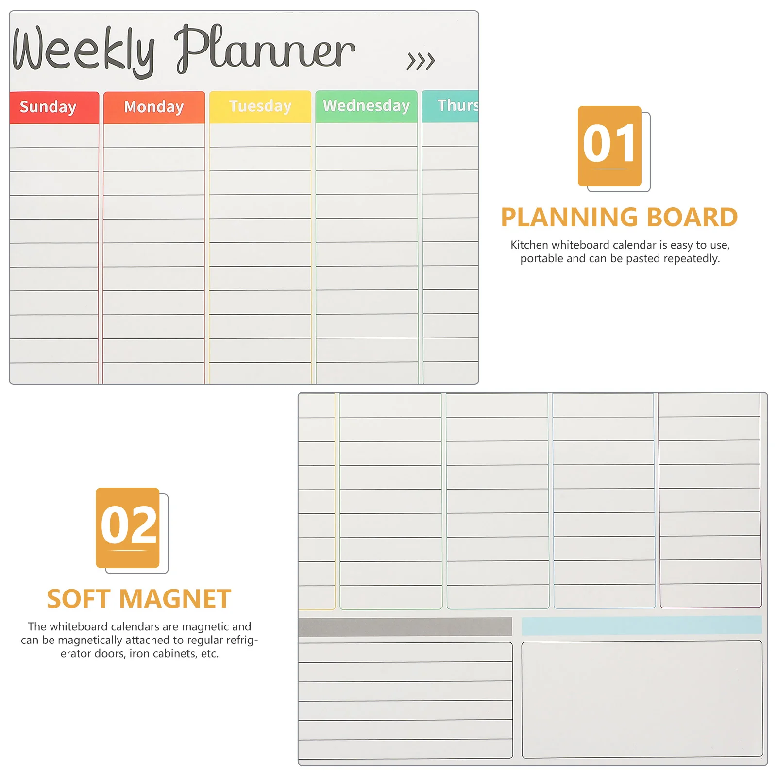 Koelkast White Board Magnetisch whiteboard Kalender Droog uitwisbaar Schema Berichtplan Werk