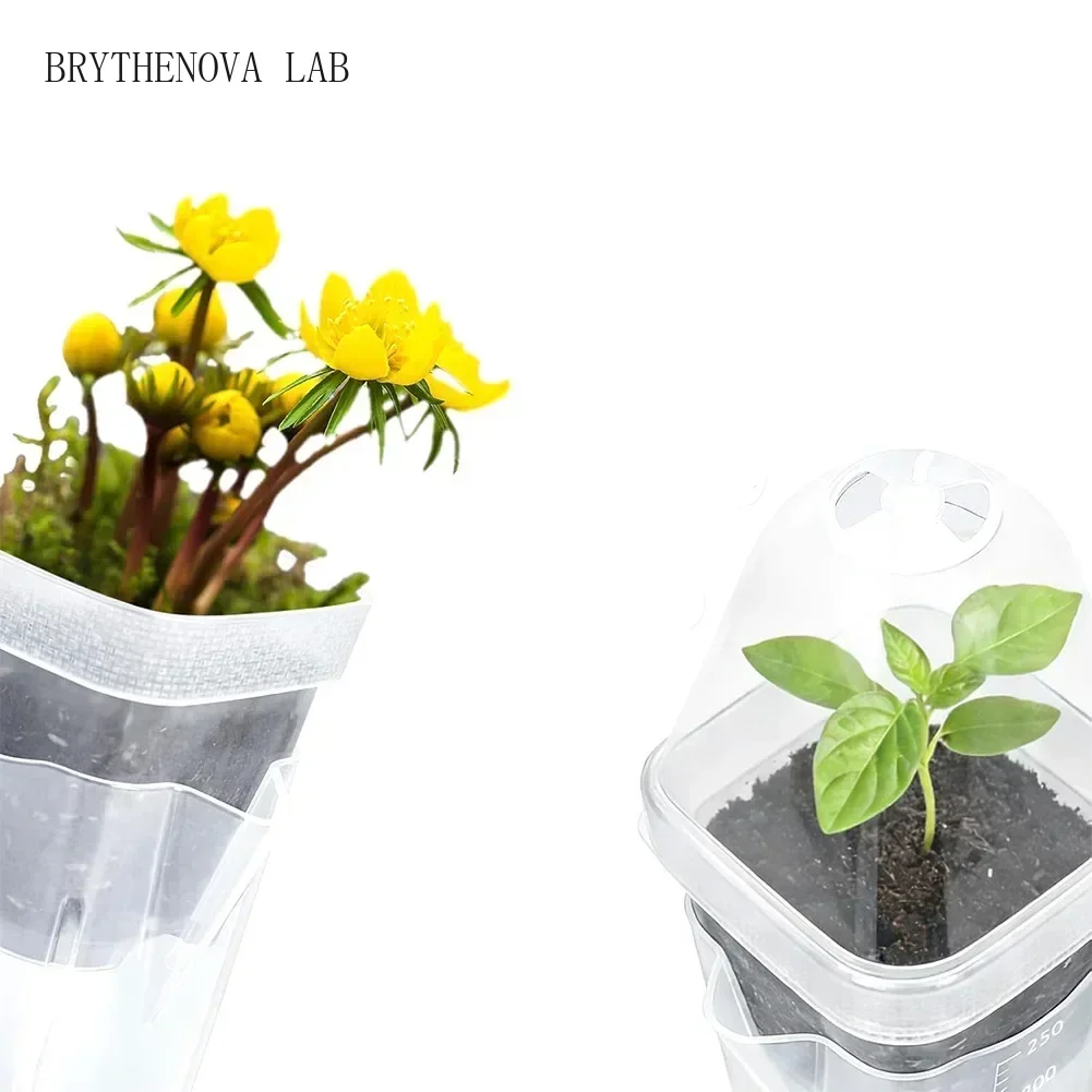 Self Watering Propagation Pots with Humidity Dome Starter Cups Labels Plant Transparent Gardening Pot Square Flower Startin