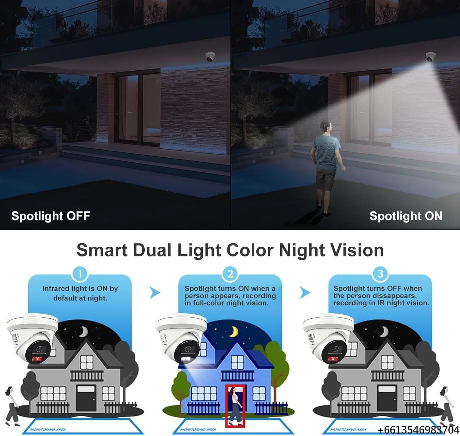 HK OEM 5MP IP Camera Red&Blue Light Active Deterrence Audio Alarm Turret POE Camera Two-Way Audio Color Night Vision Outdoor