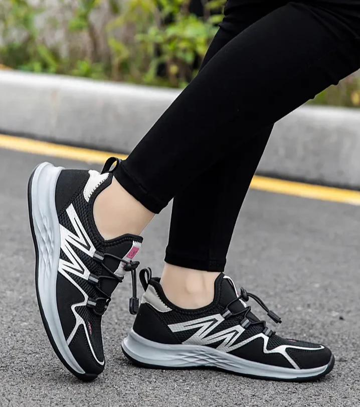 Zapatos Deportivos transpirables con plataforma para mujer, zapatillas informales de malla con cordones, calzado vulcanizado para correr, Tenis femeninos