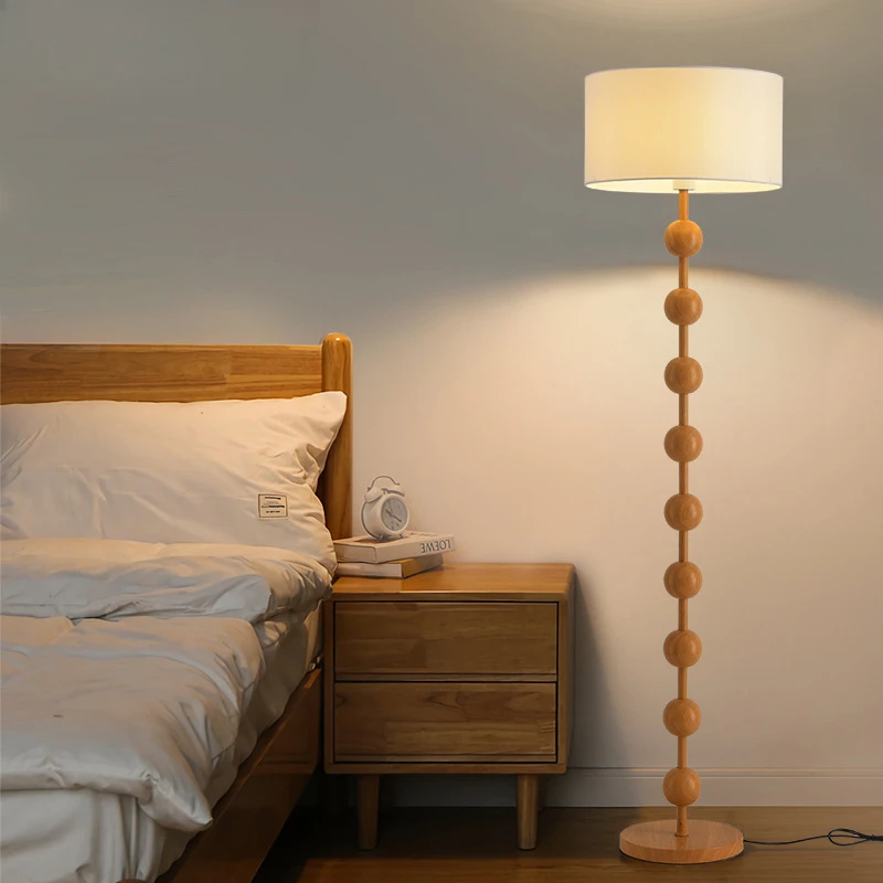 

Simple Floor Lamp Living Room Sofa Logs Style Retro Bedroom 3-color Light Fabric Lampshade Bedside Advanced Sense Floor Light
