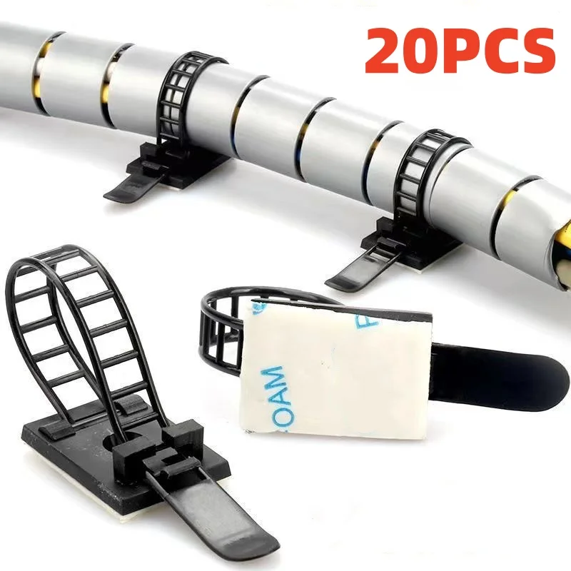 10/20PCS Cable Tie Wire Management Clips Cable Organizer for Desk Wall Adjustable Cable Holder Power Cord Car Organizer Clamp