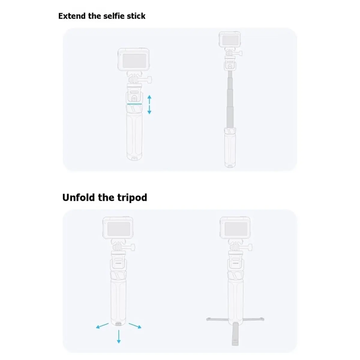 For Stick Rotating Selfie Stick Tripod 180° Flip Shot Grip Mount Foldable Portable Gimbal Handle