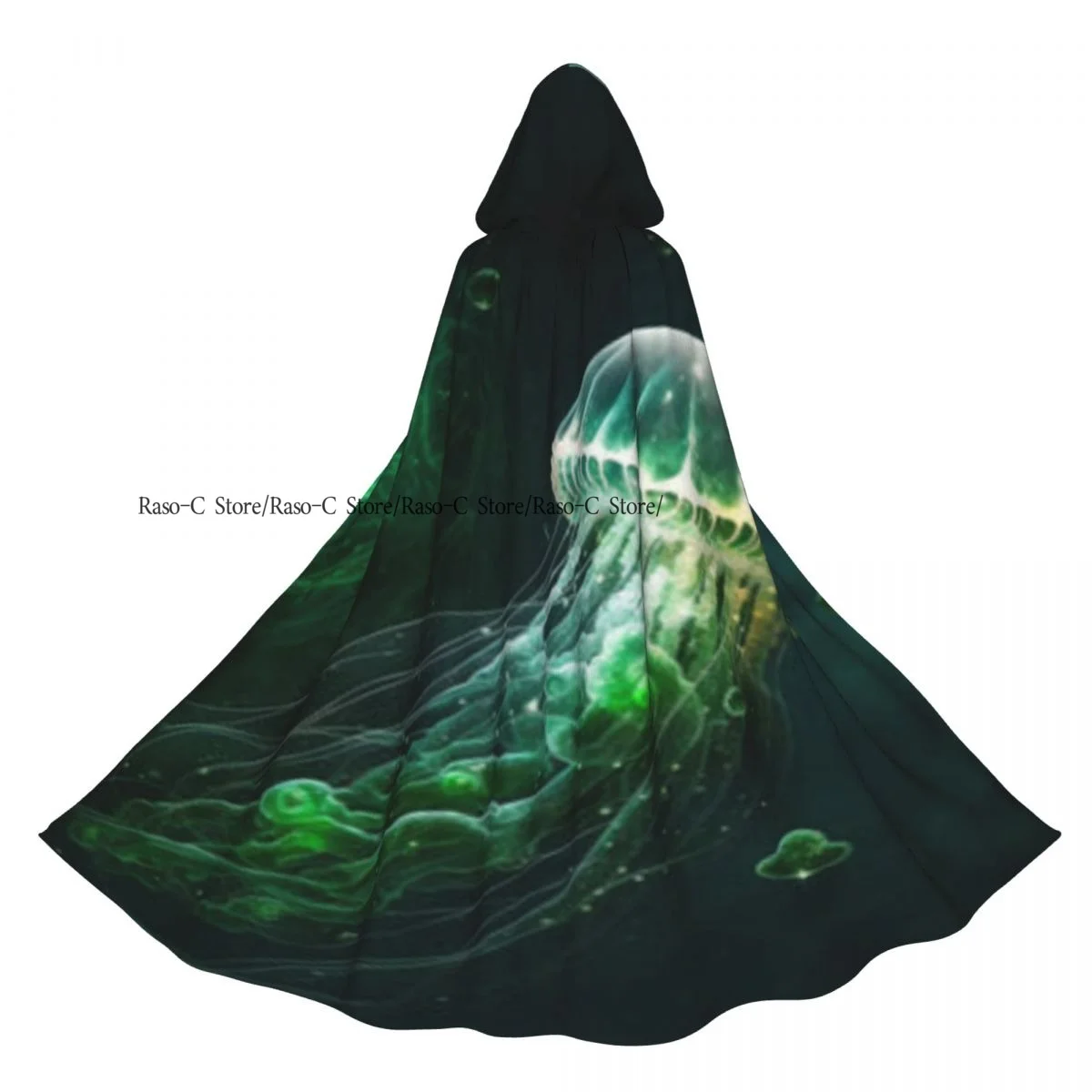 عباءة مقنعين للجنسين عباءة مع غطاء محرك السيارة قنديل البحر التوضيح عباءة مصاص دماء الساحرة كيب تأثيري حلي #3