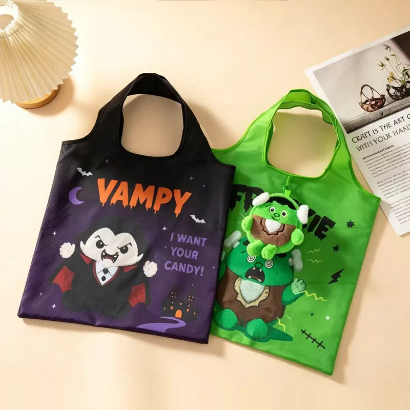 Funny Halloween Folding Shopping Bag Cute Ornaments Doll Storage Bag Innovative and Funny Daily Portable Storage Bag