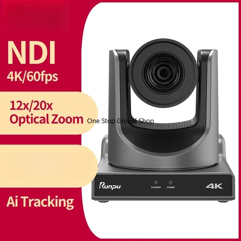 

Runpu 4K60FPS NDI Camera POE 12X 20X Zoom AI Tracking PTZ Camera SDI USB POE IP Conference Camera for Church Live Streaming