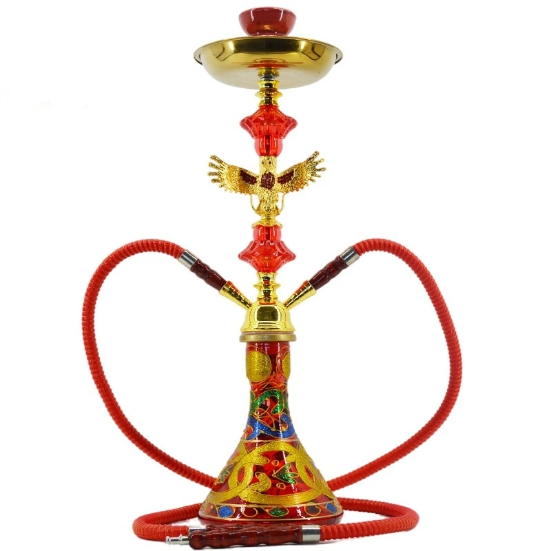 

High End Metal Shisha Glass Blue Red Glass Shisha Hookah Nargileh For Bar Holiday Party Home