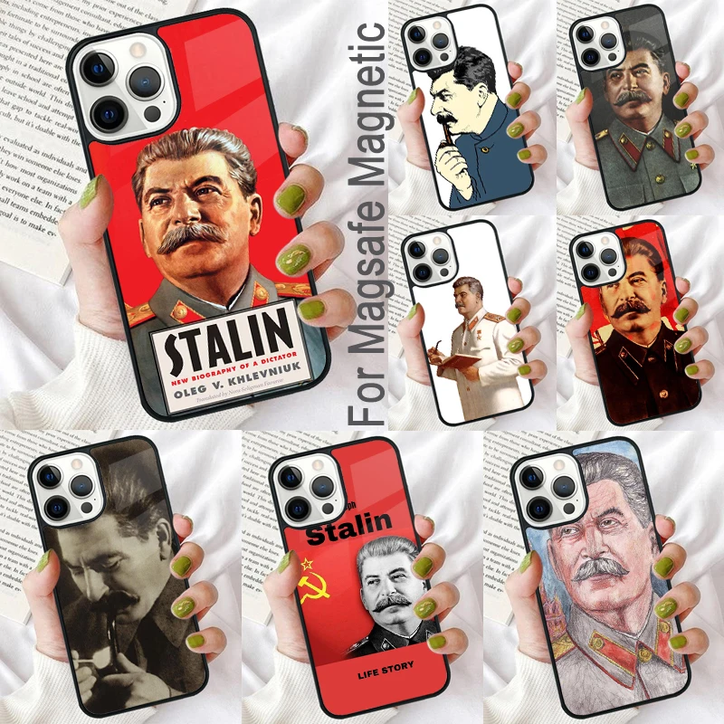 Russian Stalin Ussr Communism Magnetic Soft Phone Case for iPhone 16 Promax 15 Pro 13 14 Plus 11 12 Mini MagSafe Coque