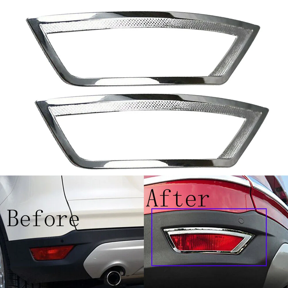 

2PCS Rear Left Fog Light Cover Trim Chrome Fits For Ford Escape For Kuga 2013-2019 ABS Chrome Color Easy Installation Parts