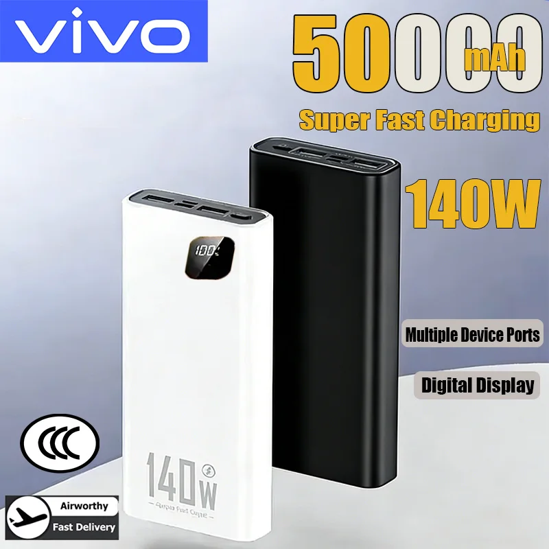 VIVO 140W Power Bank 200000mAh High Capacity Super Fast Charging Portable Battery CCC Charger for iPhone Samsung Huawei 2026