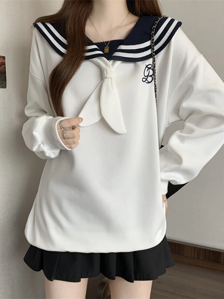 Lente 2026 Losse Lange Hoodie met Capuchon Dames Casual Wear Buitenkleding Basis Top Kleur Blo Borduurwerk Regular Fit Hoodie