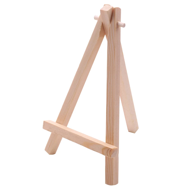 ASDS-10Pcs Mini Wooden Artist Easel-Triangle Wedding Table Stand Display Holder - 15 X 8 Cm