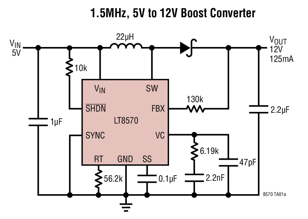LT8570 LT8570EDD-1 LT8570IDD-1 LT8570HDD-1 - Boost/SEPIC/Inverting DC/DC Converter with 65V Switch, Soft-Start and Synchronizati