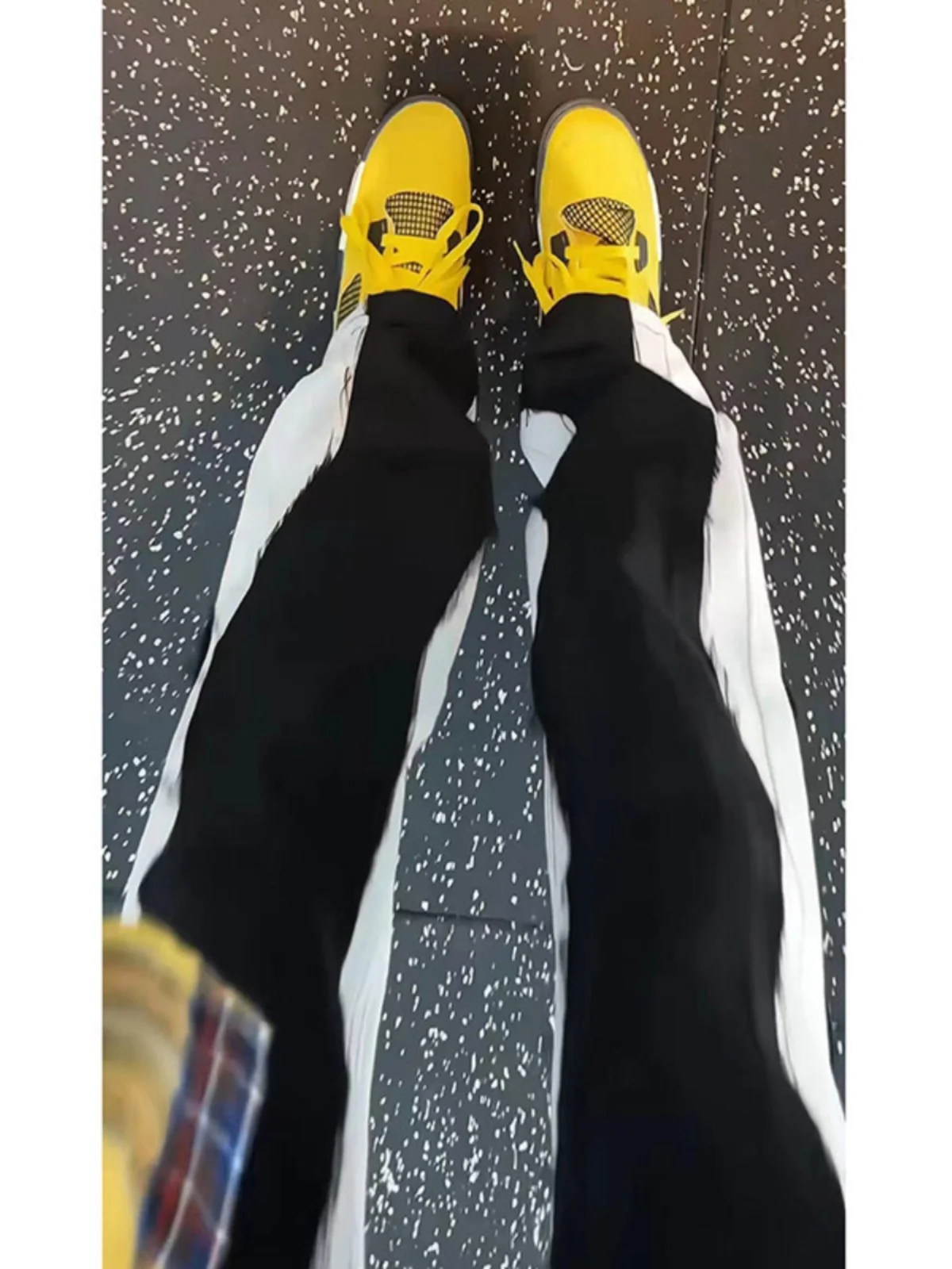 

American Vibe High Street Straight Leg Patchwork Slim Fit Jeans Youthful Trendy Cotton Polyester Blend Wear Resistant Jeans