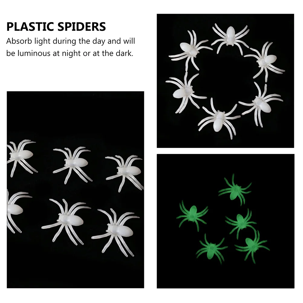 1 conjunto de aranhas com brilho noturno, decorações de halloween, adesivos de parede luminosos duráveis, estilo de cor aleatória, aranhas falsas, decorações de halloween