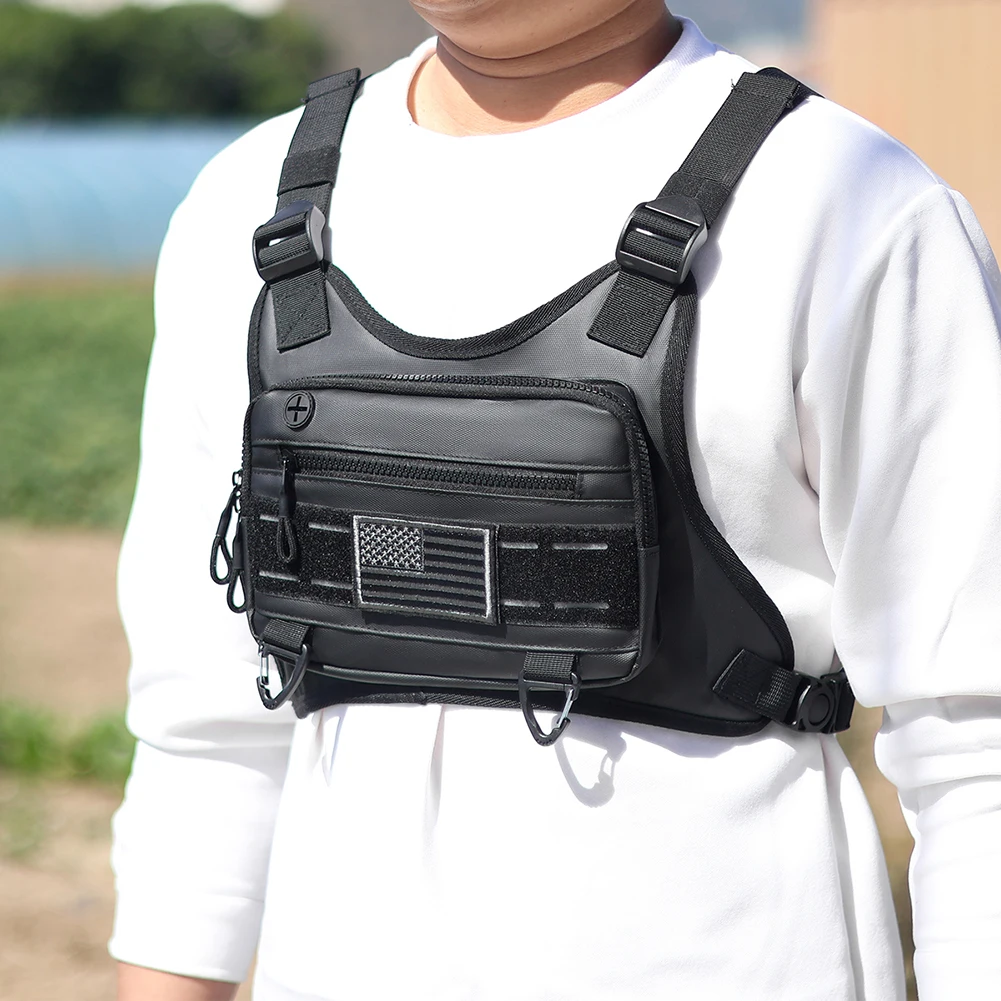 Sports Chest Bag Lightweight Front Chest Pack Running Vest Bag With Pocket Phone Holder Large Capacity Waterproof Tactical Vest