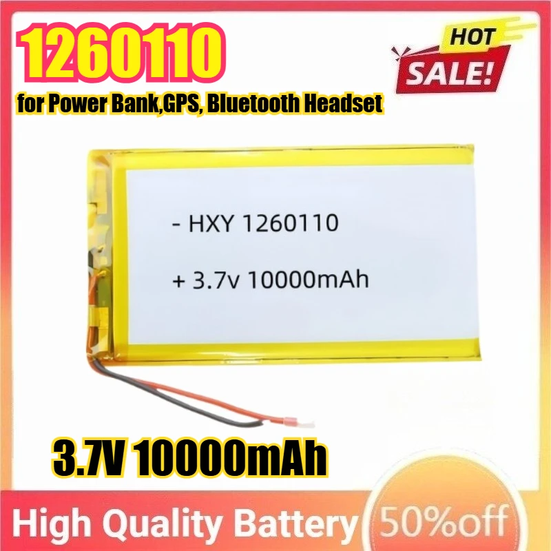 

3.7V 10000mAh 1260110 Polymer Lithium Battery/Lithium Ion Battery for Power Bank,GPS, Bluetooth Headset, Beauty Device, Dash Cam