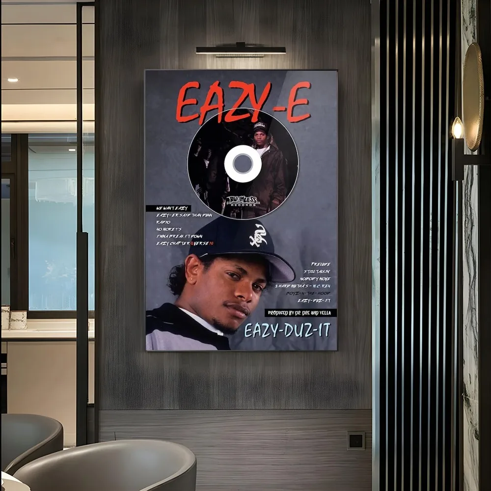 1PC West Coast Hip Hop Rapper Eazy E Retro Print Poster Paper Waterproof HD Sticker Bedroom Entrance Home Living Room Wall Decor