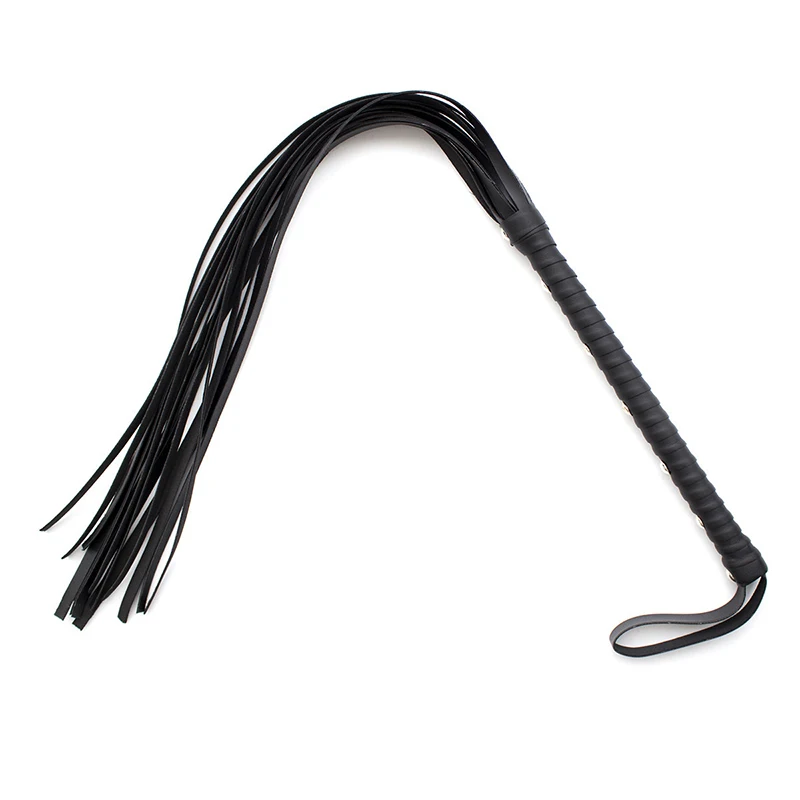 69cm Rivet Inlay Long Handle Leather Loose Whip Horse Whip Riding Crop Flogger Paddle Slapper Horse Training Dressage Whips