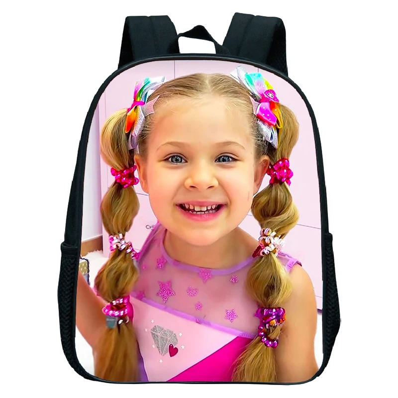 Diana Show School Backpack pour enfants, 12 ", Toddler Kindergarten Bag, Waterproof, Kawaii Backpack, Boys and Girls, Bookbags