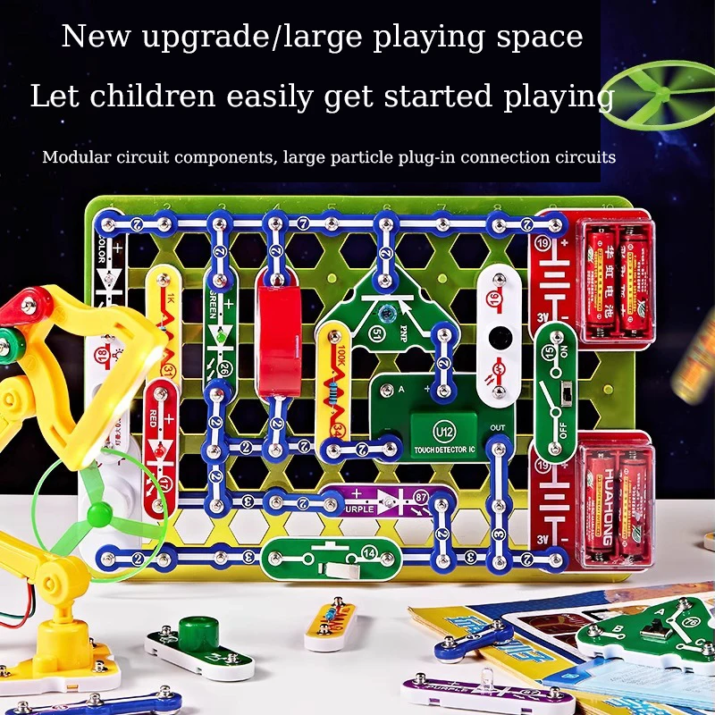 STEM教育ビルディングブロックおもちゃセット（男の子向け）- 電子科学実験、物理、テクノロジー、新モデル