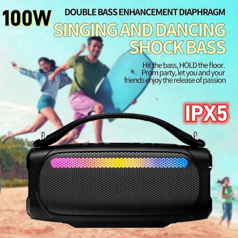 

High-powered Portable Speaker Outdoor Party Waterproof Bass Sound Box HI-FI Wireless Bluetooth Speaker Long Standby Playback