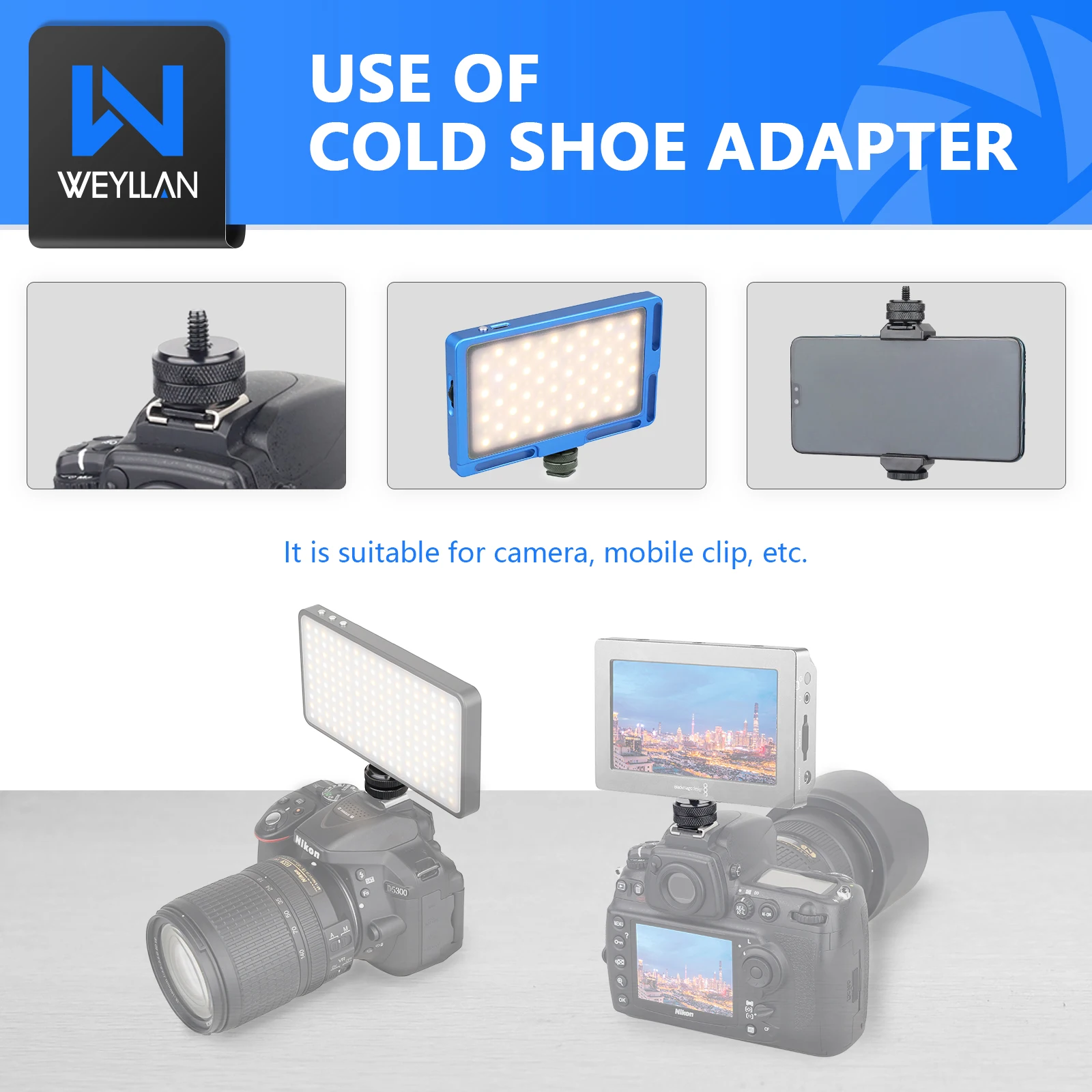 Weyllan G1 Mini tripod Head CNC Metal 18mm Cold Shoe Mount Mini Ball Head 1/4\'\' Screw for Camera Phone Holder Microphone Light