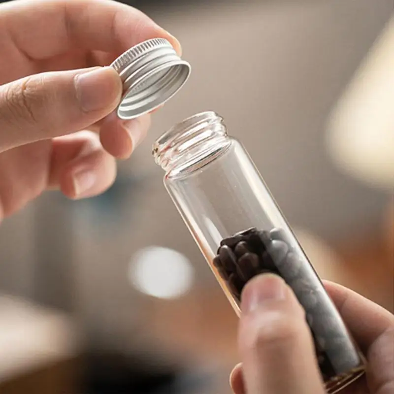 【ZYAO-1】10 Stück Mini-PET-Flaschen, transparente, versiegelte Behälter für die Küche, Aufbewahrungsbehälter für Kaffeebohnen, mit Aluminiumdeckel, versiegelte Dose – Detail 2
