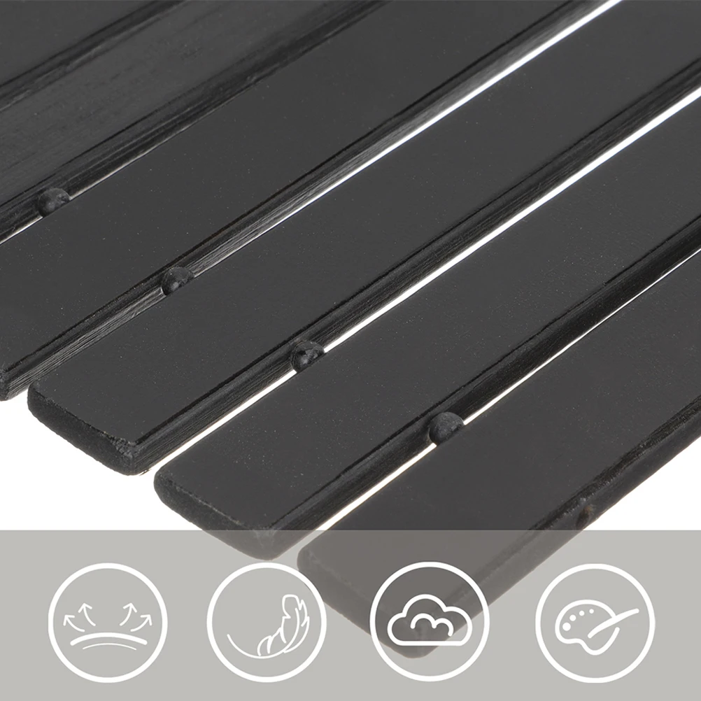 

Bamboo Bath Non Skid Black Curve Pad Bathroom Shower Floor Mat Rugs Long Life Practical Housewarming Gift Anti