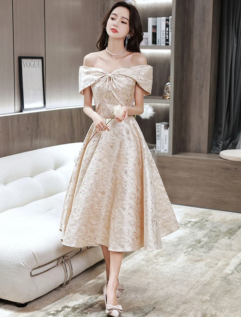 Robe de soirée dorée de luxe pour femmes, tenue élégante pour Banquet d'anniversaire français, nouvelle collection printemps 2026