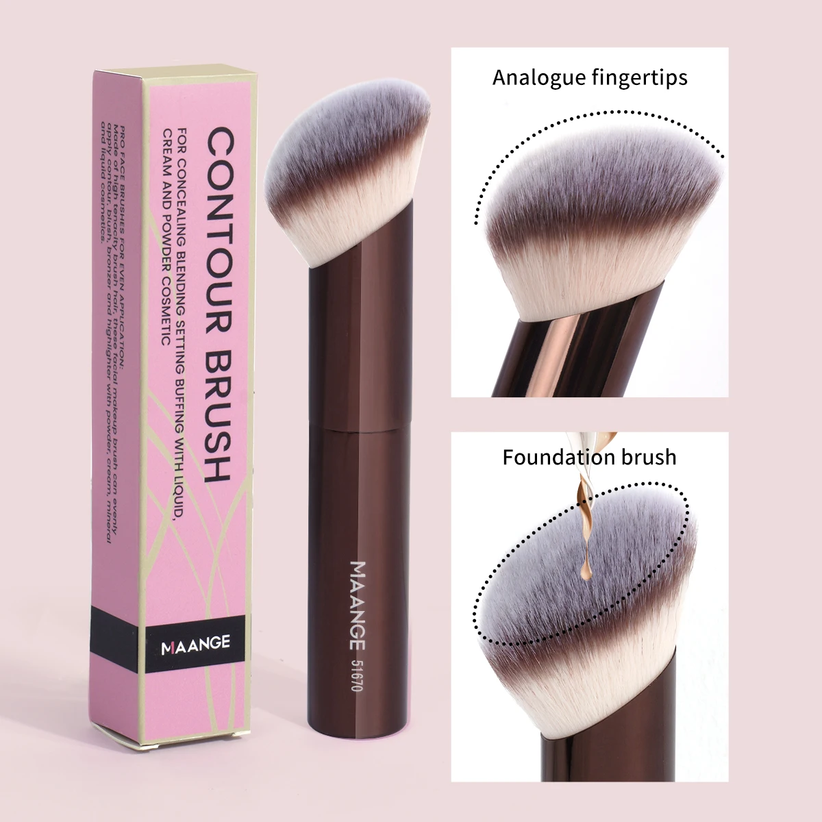 Maange fundação pincéis de maquiagem profissional angular plana escultura pincel de maquiagem para mistura de creme líquido ferramentas de beleza impecáveis