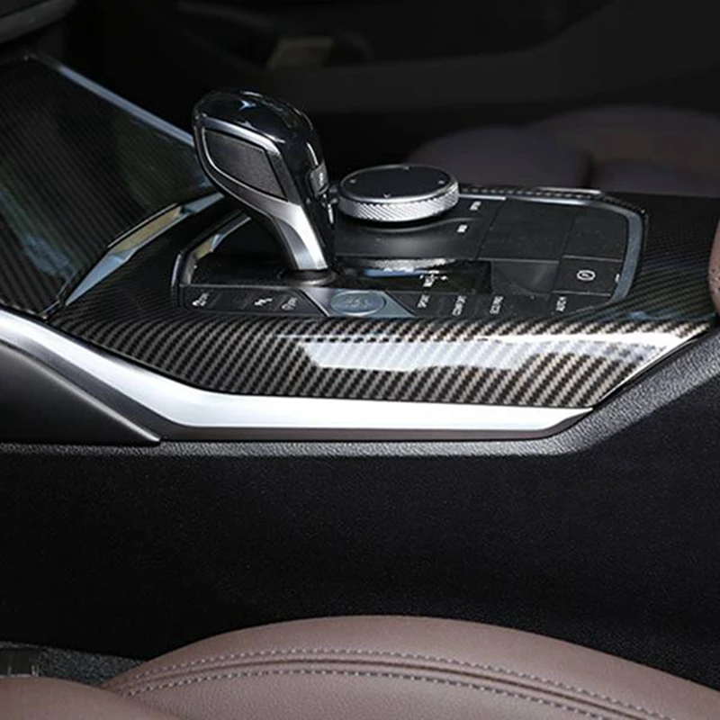 For BMW 3 Series G20 G28 2019-2021 Carbon Fiber Center Console Gear Shift Panel Cover Trim Sticker Interior Accessories