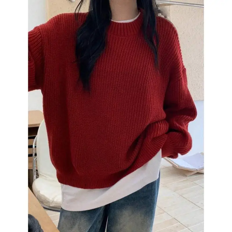 

Simple Pure Color round Ne Long Sve Hoodie T 87299 New Autumn Cross-Border Sle for Middle-Aged And ly Women